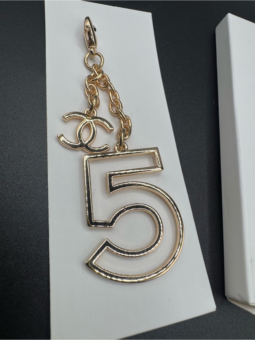 Parfums Gold Number 5 Charm Pendant with Interlocking Accent